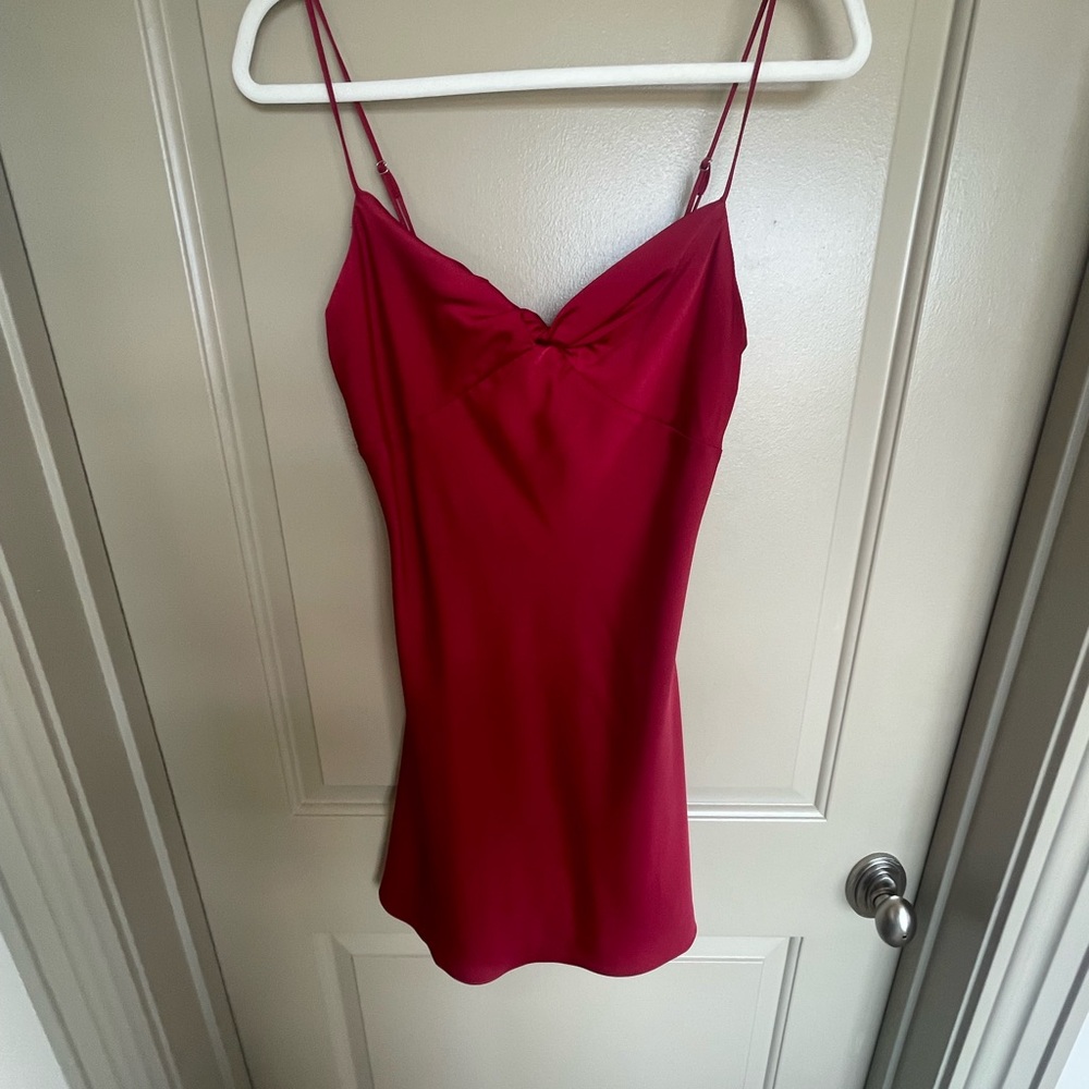 Red Satin Silk Slip Mini Dress